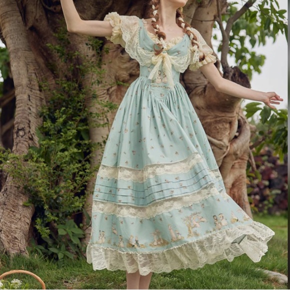 Lacemade Dresses & Skirts - Vintage-Inspired Mint Lace Midi Dress - Romantic Tea-Length Dress